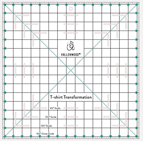 Not Overpriced T-Shirt Transformation Ruler 15.5x15.5inches. Turn Any Old T Shirt Into a Quilt Full of Memories. Tshirt Transfer. Template. by Vallenwood (15.5)