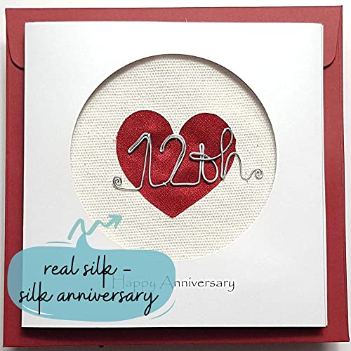 Camellia Bees Real Silk 12Th Wedding Anniversary Card For Her Him, Handmade Card For Happy Couple, Wife, Husband (12Th) #TOP2