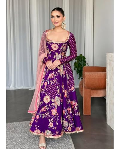 Indian Pakistani Frok Bollywood Salwar Kameez Kurti Set Party Wear Top Tunic Multi-Color4