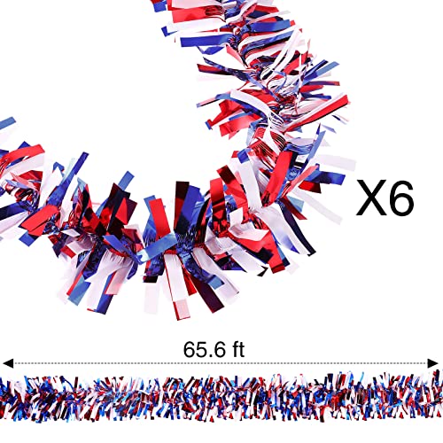 393.7 Ft 6 Rolls 4Th Of July Patriotic Tinsel Garland Glitter Wedding Independence Day Christmas Birthday Party Supplies (Red, Blue, White) #TOP1