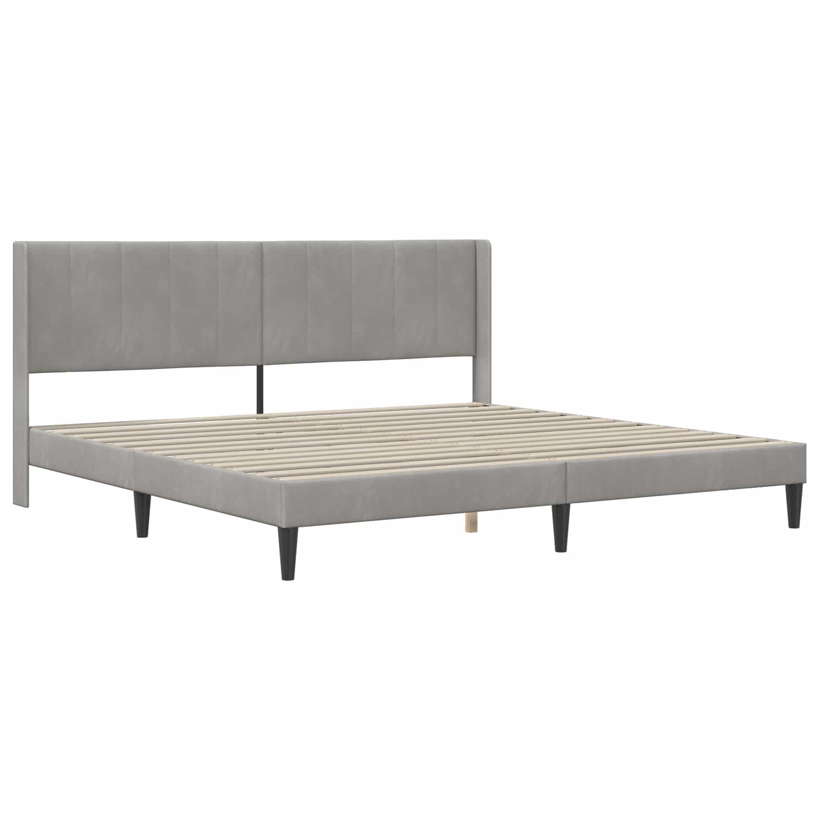 Rama łóżka z materacem, jasnoszara, 180 x 200 cm, aksamitna rama drewniana, stabilny stelaż, wygodne sprężyny kieszeniowe, ergonomiczne wzornictwo, do sypialni i łóżka dla gości