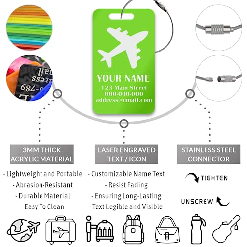 Image of Custom Luggage Tag Personalized Engraved Acrylic Tags for Luggage Bags Backpacks Travel Accessories-2 inchx3.5 inch-10 PCS