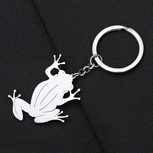 WEVENI Stainless Steel Cute Frog Keyring Key Chain Rings Purse Bag Charms for Women Girls4