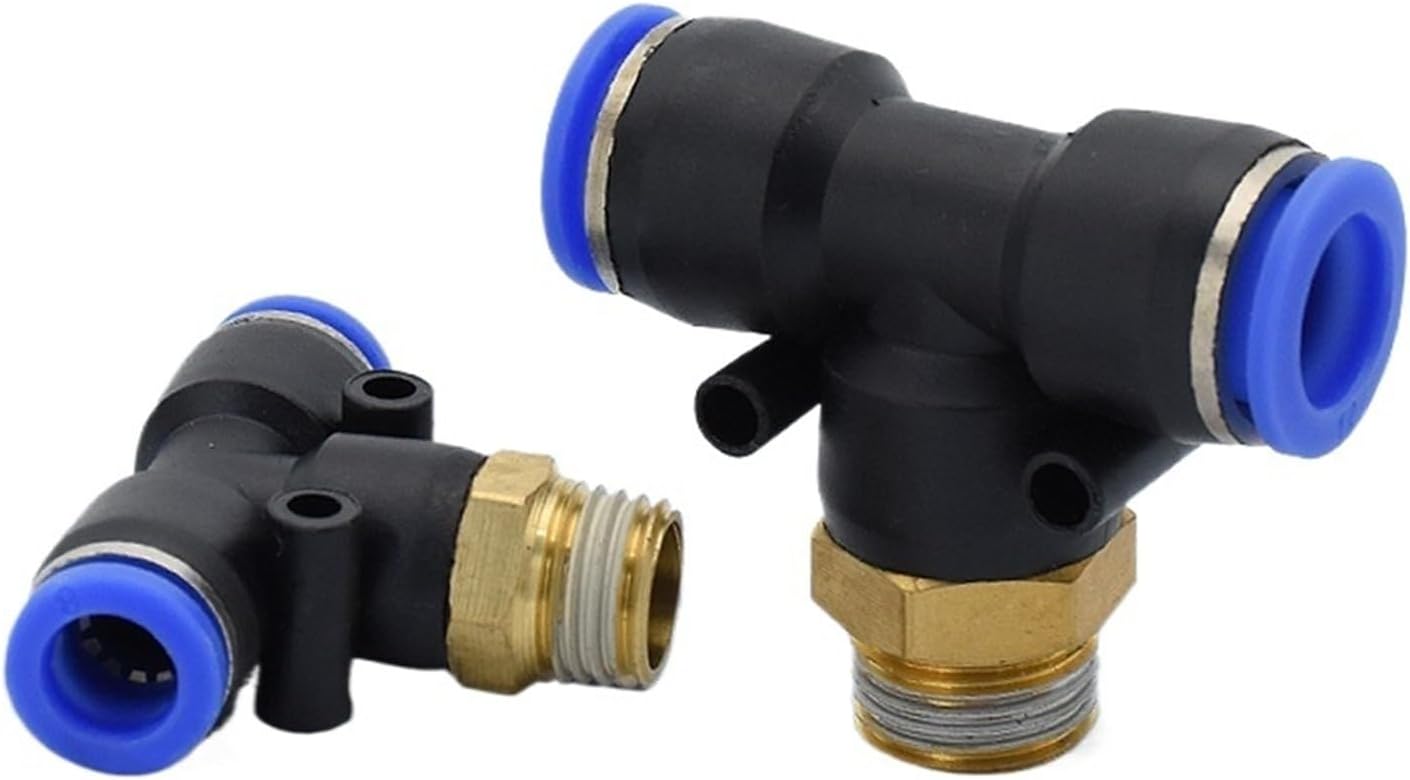 T Type PB 4mm/6mm- M5 Threaded Pneumatic Fittings Quick Connection-peg 1Pcs(4mm OD Hose)
