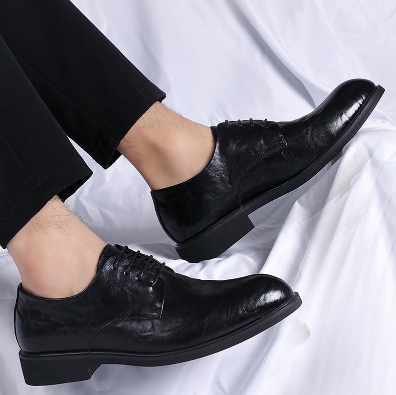 Men's Casual Dress Shoes Lace-up Fashion Classic Pointed Toe Low Top Leather Comfort Soft Oxford4