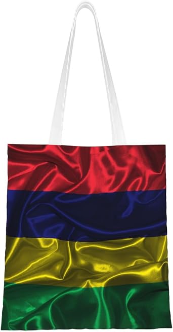 Silk Style Flag Of Mauritius Tote Bag for Women Canvas Tote Bags Reusable Shopping Bags Use For Shopping The Tote Bag,Grocery Bags,DIY Gift Bags