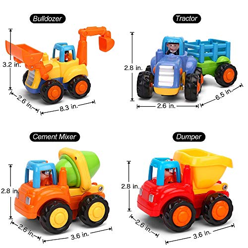 Yiosion Push and Go Friction Powered Cars Construction Vehicles Toy Set Tractor Bulldozer Mixer Truck Dumper for 1 2 3 Year Old Baby Toddlers Boys Gift - Thumbnail 6