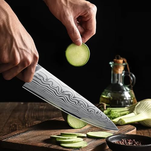 Image of HOSHANHO 3 Pieces Knife Set, Professional High Carbon Powder Steel Kitchen Knife Set, Ultra Sharp Knives Set for Kitchen with Elegant Gift Box