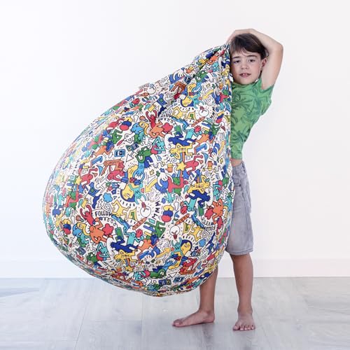 Miniatura 6 de Vilber, Puff Pera Xxl, Ergonómico Y Moldeable. Tamaño: 85x120 Cm Relleno Perlas Poliestireno Con 450 Litros. Tela Estampada Impermeable Y Antimanchas. Colección Pop