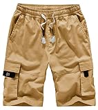 Leezepro Cargo Shorts Herren Sommer Bermuda Shorts Outdoor Arbeitsshorts mit 6 Taschen kurz Caprihose Vintage Kurze Hose Sports Alltag Regular Fit Cargohose(48-50, Khaki)
