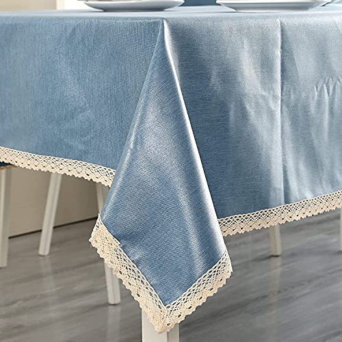 Nappe de table rectangle bleu imperméable lavable propre et épaisse 70x70 - 3