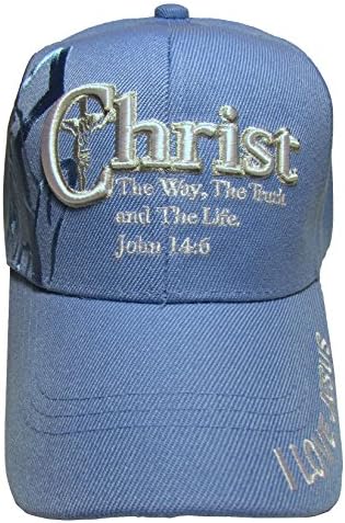 Christ The Way, The Truth and The Life - Christian Religious Baseball Cap Hat (Light Blue) Apparel