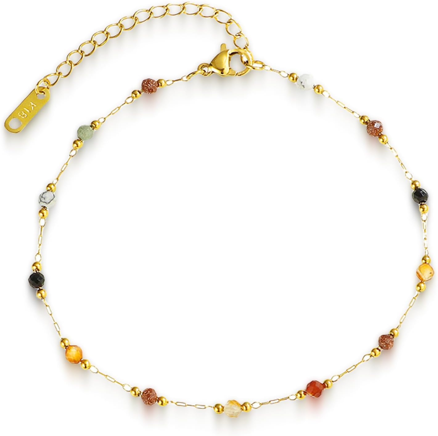 Waterproof Gold Ankle Bracelet for Women,14k Gold Plated Titanium and Stainless Steel Dainty Daily Foot Jewelry Anklet for Women