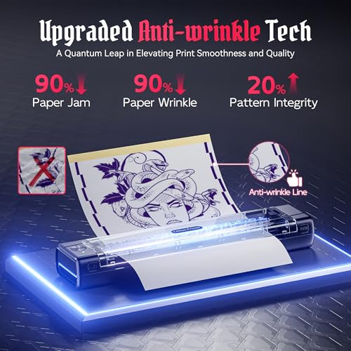 TATTMUSE 2026 New Version Tattoo Stencil Printer Machine with 10pcs Transfer Paper, Wireless Bluetooth Thermal Tattoo Machine for Tattooing Beginner & Studio, Compatible with Phone & Pad - Thumbnail 2