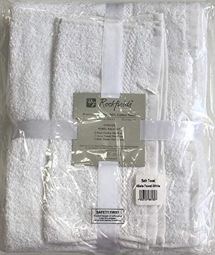 ARI Traders 4 Piece Towels Bale Bath Towel Hand Towel and Face Cloths 100% Egyptian Cotton Hotel Quality, Super Soft Highly Absorbent-White
