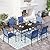 SUNSHINE VALLEY 7 Piece Outdoor Dining Chairs Blue,Steel Dining Table with 1.57" Umbrella Hole,Patio Dining Set for Outdoor Kitchen Lawn Garden,with 6 Pieces Chairs.