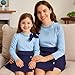 Toddler Girl Plaid Outfits Fall Winter Dress Knit Ribbed Bow Sweatshirt Tops and Button Fashion Skirts Set（Blue,6Y