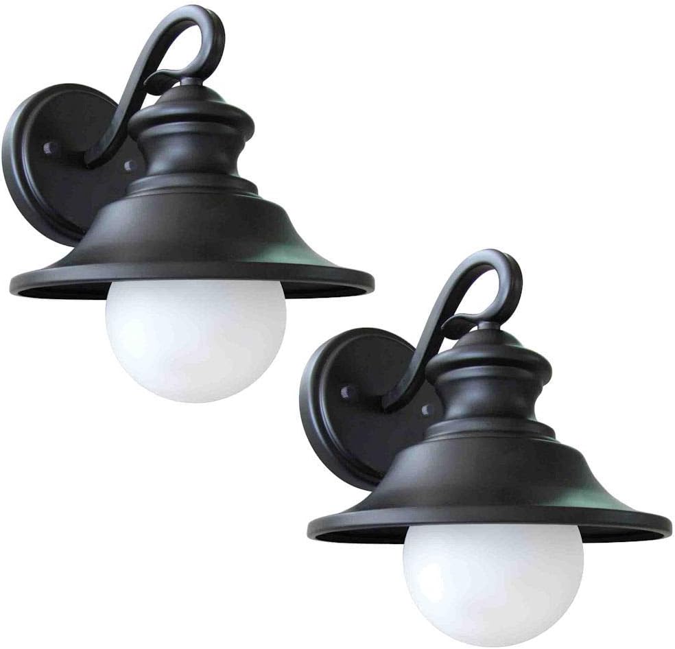 21-2101 One Light Outdoor Wall Mount - 2 Per Pack, Black Finish with Frosted Glass