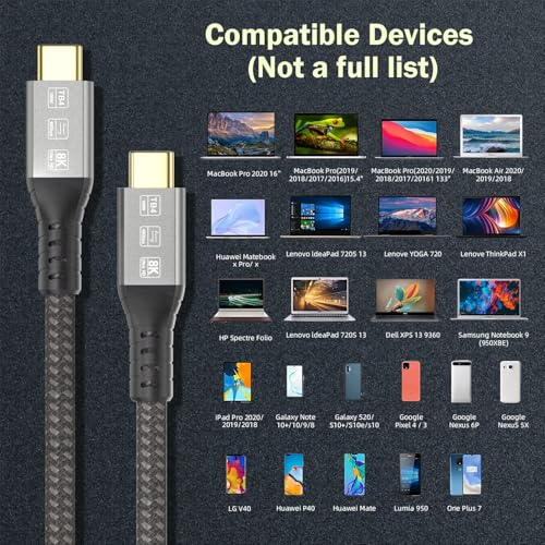 Angusplay USB 4 for Thunderbolt 4 Cable 6.6FT, 40Gbps Data Sync & 8K@60Hz Video, 100W PD Charging, Compatible with MacBook Pro/Air, iPad Pro, iPhone 15/16/17 Pro, Thunderbolt 3/4 Docks, SSD, Monitor by Angusplay - Image 5
