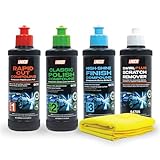 LAUCO Paint Correction Compounds Step 1, 2, 3, Swirl Remover 8oz Kits, with a Towel, Silicone-Free, Clear Coat Safe Scratch Remover, Swirl Correction & High Gloss Finishing