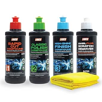 Lauco Paint Correction Compounds 3-Step Kit with Swirl Remover, 8oz each