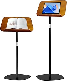 Adjustable Book Stand & Music Stand,180-rotation Adjustable Woodenportable Music Stand, Bed Typing Hands-Free Page Holder and Organizer Portable Desk for Books, 30-60 Inch Height Adjustable