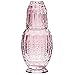 Elle Décor 310123PK Vintage Bedside Water Carafe with Tumbler - Elegant Pitcher and Matching Drinking Glass Doubles As Lid for Guest Room, Office-Makes A Gift, 4.7x10.4", Pink