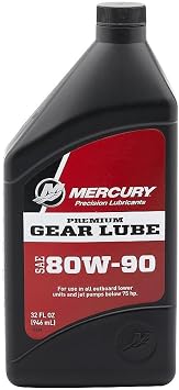 Mercury 80W-90 Premium Gear Lube for Outboards and Sterndrives, 1 Quart 858058K01