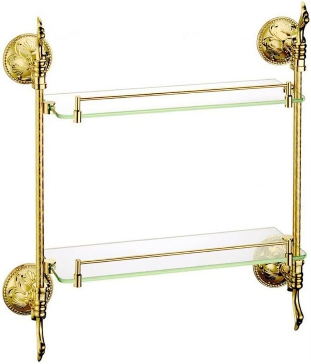Bathroom Shelf Shower Caddy Floating Shelves Brass Double Glass Shampoo Shower Gel Cosmetics Organizer Storage Rack Bathroom Accessories