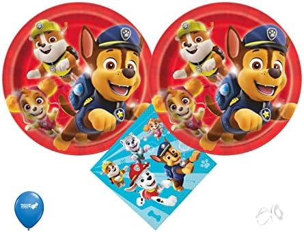 Paw Patrol Party Supplies Bundle with Cake Plates and Napkins for 16 Guests