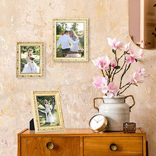 Xuanluo 5X7 2Pcs Picture Frame Elegant Wood Grain Color Photo Frame With Tempered Glass Antique Frame For Desk Standing Wall Hanging Family Wedding Gifts #TOP5