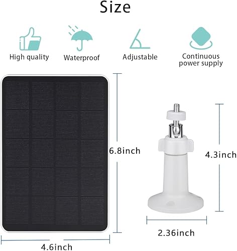 Miniatura 8 de Panel solar compatible con WYZE Battery Cam Pro Cámara inalámbrica para exteriores, panel solar de 4 W 5 V con cable de carga micro USB de 10 pies
