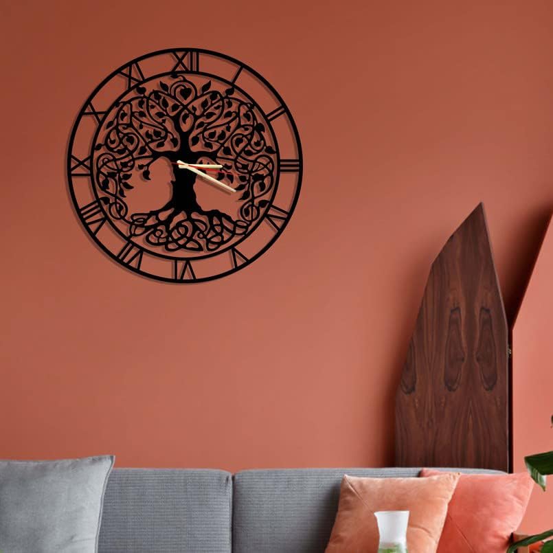 Miniatura 3 de Tree of Life Metal Wall Clock 50 cm Silent Non-Ticking Vintage Industrial Metal Wall Clocks for Living Room Office Bedroom Kitchen Dining Room