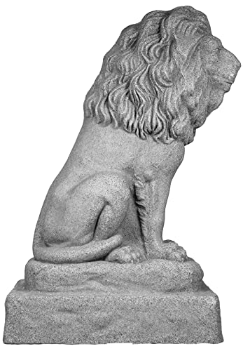 Emsco Group Guardian Lion Statue - Natural Granite Appearance - Resin Construction - Lightweight - 28 Height