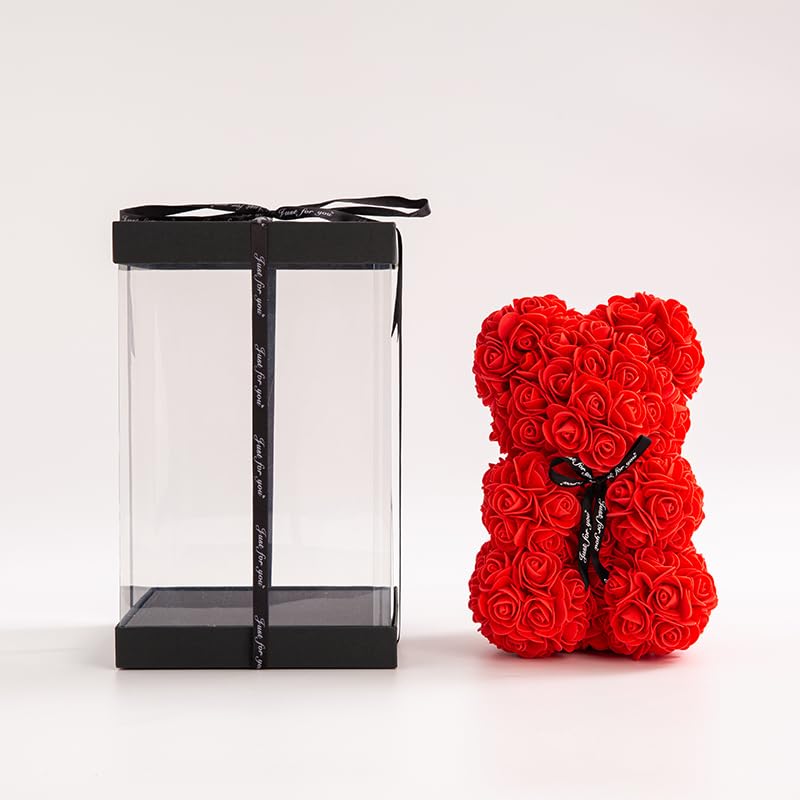 Rose Teddy Bear - Rose Flower Bear - Rose Bear with Box, Rose Teddy Bear, Unique gifts for Women mom birthday gifts, gifts for her girlfriend teen girls - Anniversary Christmas