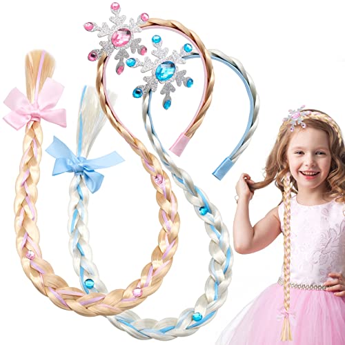 YHSKJCD 2 Stück Haarreif Prinzessin Zopf, Dress Up Zubehör Mädchen Perücke Prinzessin Perücke Zopf for für Geburtstag Party Cosplay