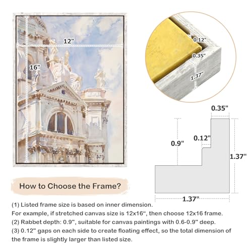 Image of Farmhouse 8x8 Canvas Frame for Wall Art Painting,Distressed White | 0.9 inch Deep,Set of 2,Easy Framing,Floating Frames for Artists Designer Family Prints,Farmhouse Cottage Home Hallway Wall Decor