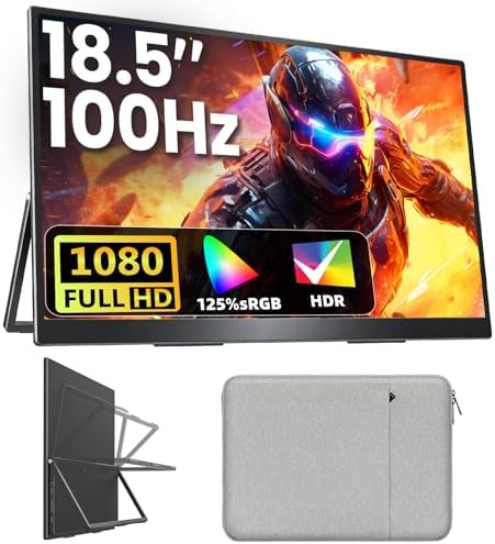Portable Monitor 18.5 inch FHD 125% sRGB 100Hz IPS HDR HDMI USB-C...
