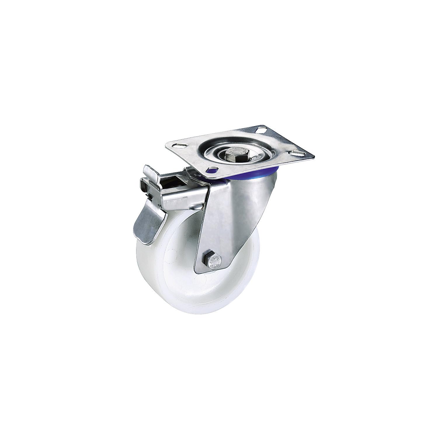 Rotella in poliammide | supporto in acciaio inox | Ø x larghezza ruota 80 x 30 mm | rotella pivottante con fermo doppio
