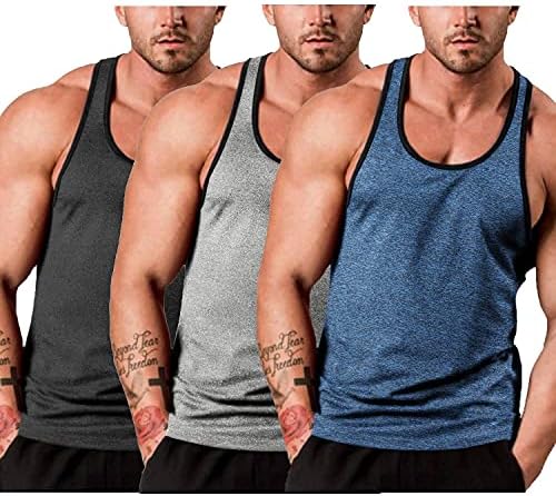 COOFANDY Men's Gym Tank Tops Y-Back Workout Muscle Tee 3 Pack Fitness Sleeveless T Shirts Athletic Trainning Tank X-Large