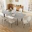 160-200cm Grey Table + 6 White Chairs - B