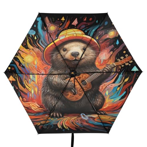 Parapluie pliant castor compact avec protection solaire UV pour voyage