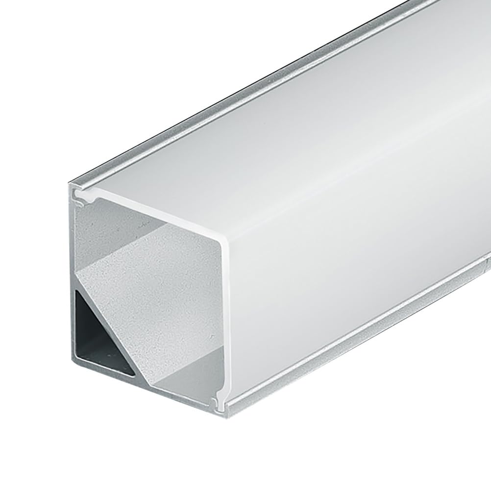 RISHORI Aluminum V Shape Corner LED Profile 1M - Diffuser Channel w/End Caps for Cabinet Lighting, Wardrobe, Bookshelf Heat Dissipation,16mm*16mm square silver slot