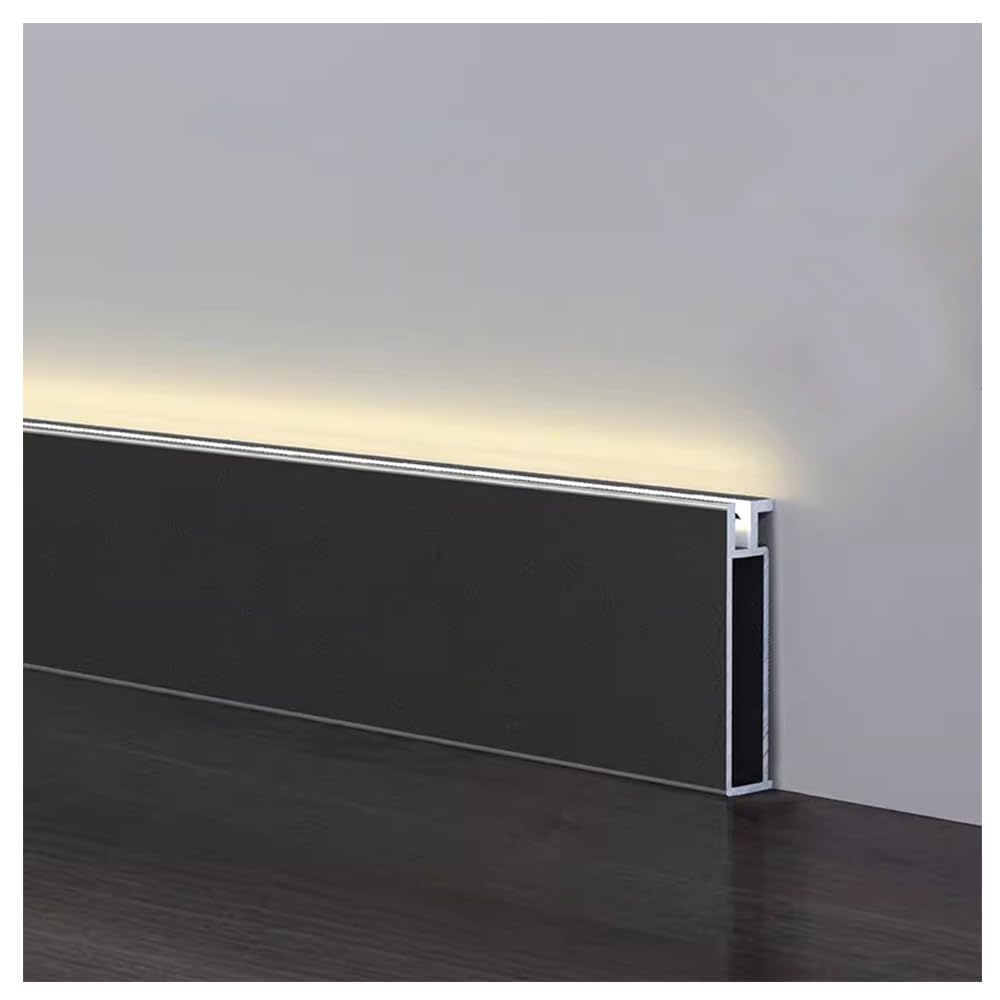 DGLILUAN Aluminum Wall Baseboard Molding Trim of 39.3inch, LED Strip Light Channel Profiles H 50mm Skirting Board Wall Base for Kitchen Living Room