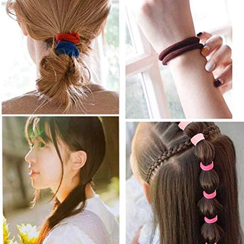 nuoshen 100 Pcs Hair Ties for Women, Cotton Hair Bands Elastic Hair Bobbles Stretch Strong Hairbands Ponytail Holders for Thick Heavy and Curly Hair(10 Colors)