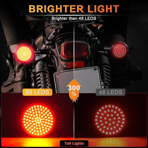 Image of 1157 Motorcycle Turn Signals, 2 Pack LED Turn Signals Motorcycle, Compatible with Harley Dyna Street Glide Road King, Standard Red