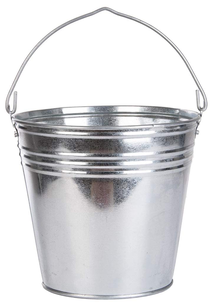 Seau en zinc anti-fissure grand format gris résistant pour charges lourdes