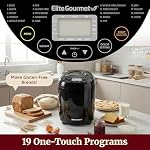 Elite Gourmet 2 Lb Programmable Bread Maker, 3 Sizes, 19 Presets, Black - Image 6