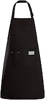 Vista 1 de Delantales de chef de algodón para hombres y mujeres, bolsillos grandes, material de lona Negro
