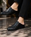Backless Formal Mules for Men, Slip-On Loafer Sandals, Laser-Cut Geometric Detailing, Lightweight, Breathable, Semi-Formal and Festive Ethnic Style (BLACK, UK Footwear Size System, Adult, Men, Numeric, Medium, 10) gallery image